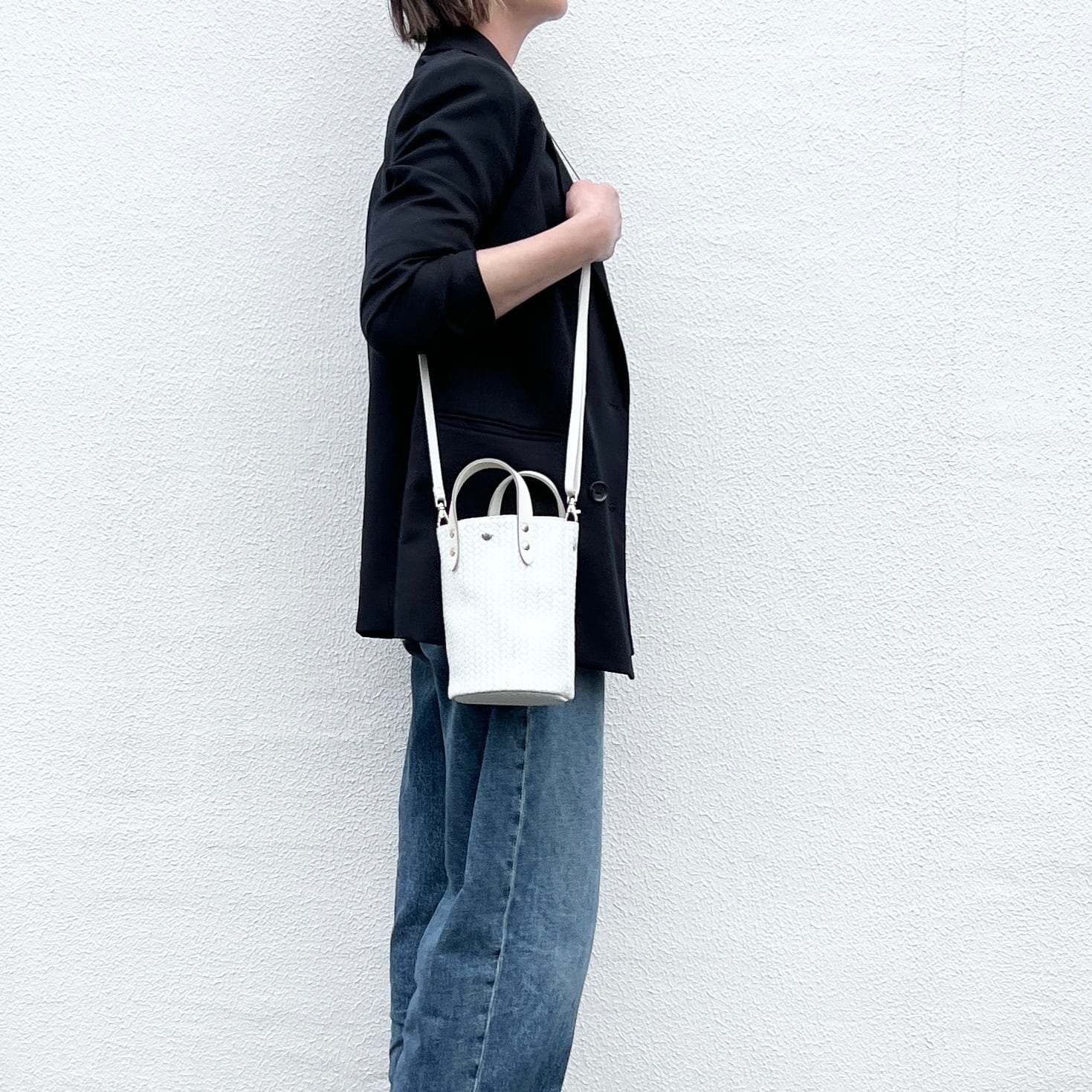 型押しメッシュレザー バケツバッグミニ 本体 | CUSTOM BAG Milih