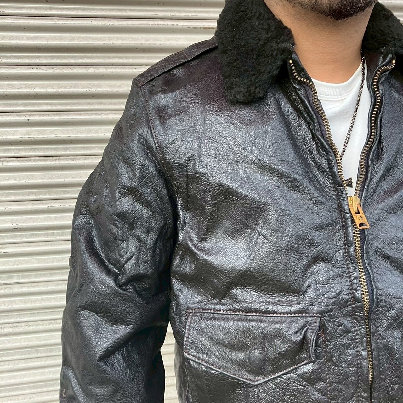 70s USA製 L.L.Bean G-1 裏ボア ムートン フライト レザー ジャケット