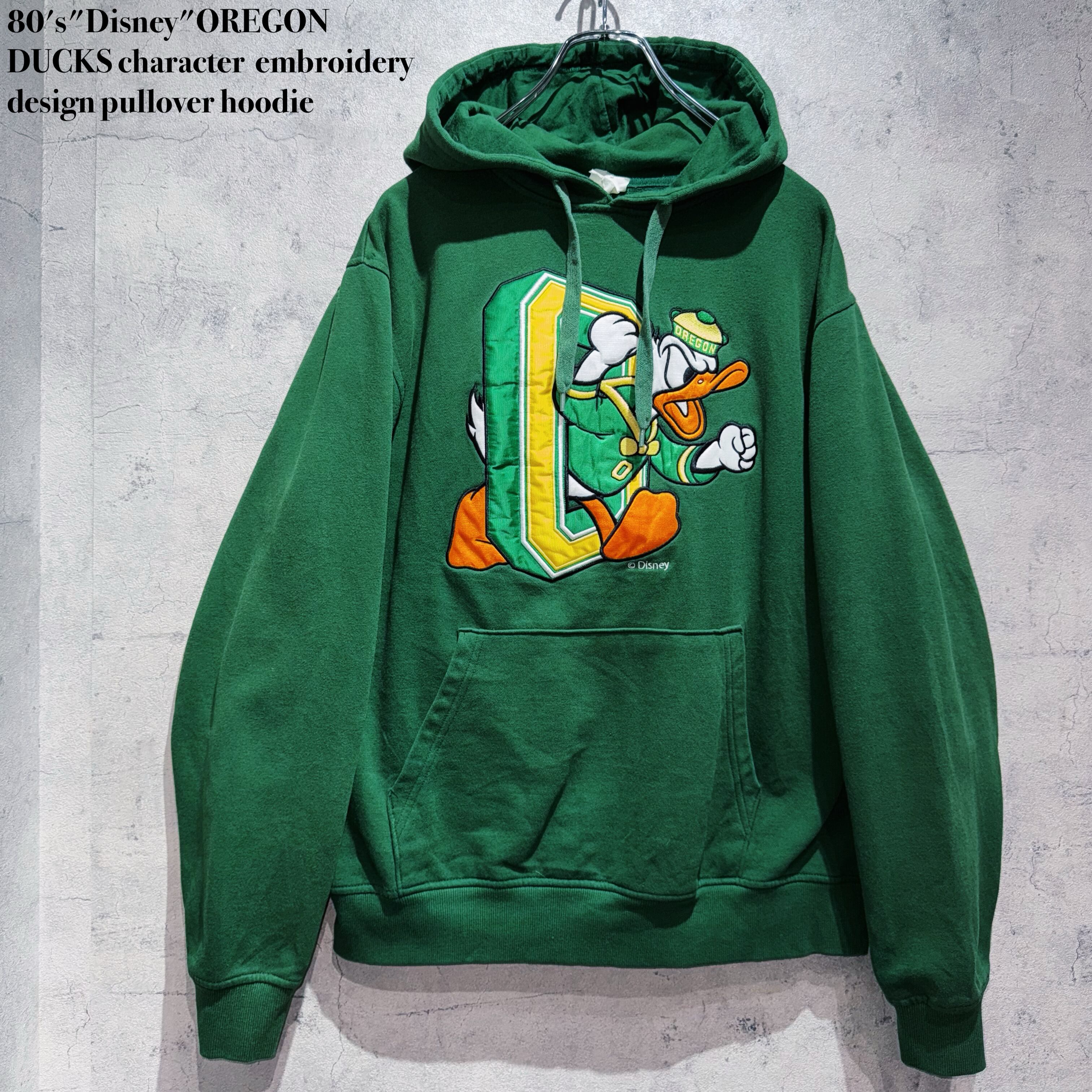 80's"Disney"OREGON DUCKS character embroidery design pullover hoodie