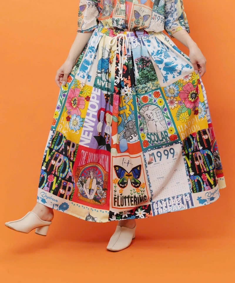 IS ScoLar（イズスカラー）水彩風大花柄 ラウンドシルエットプル