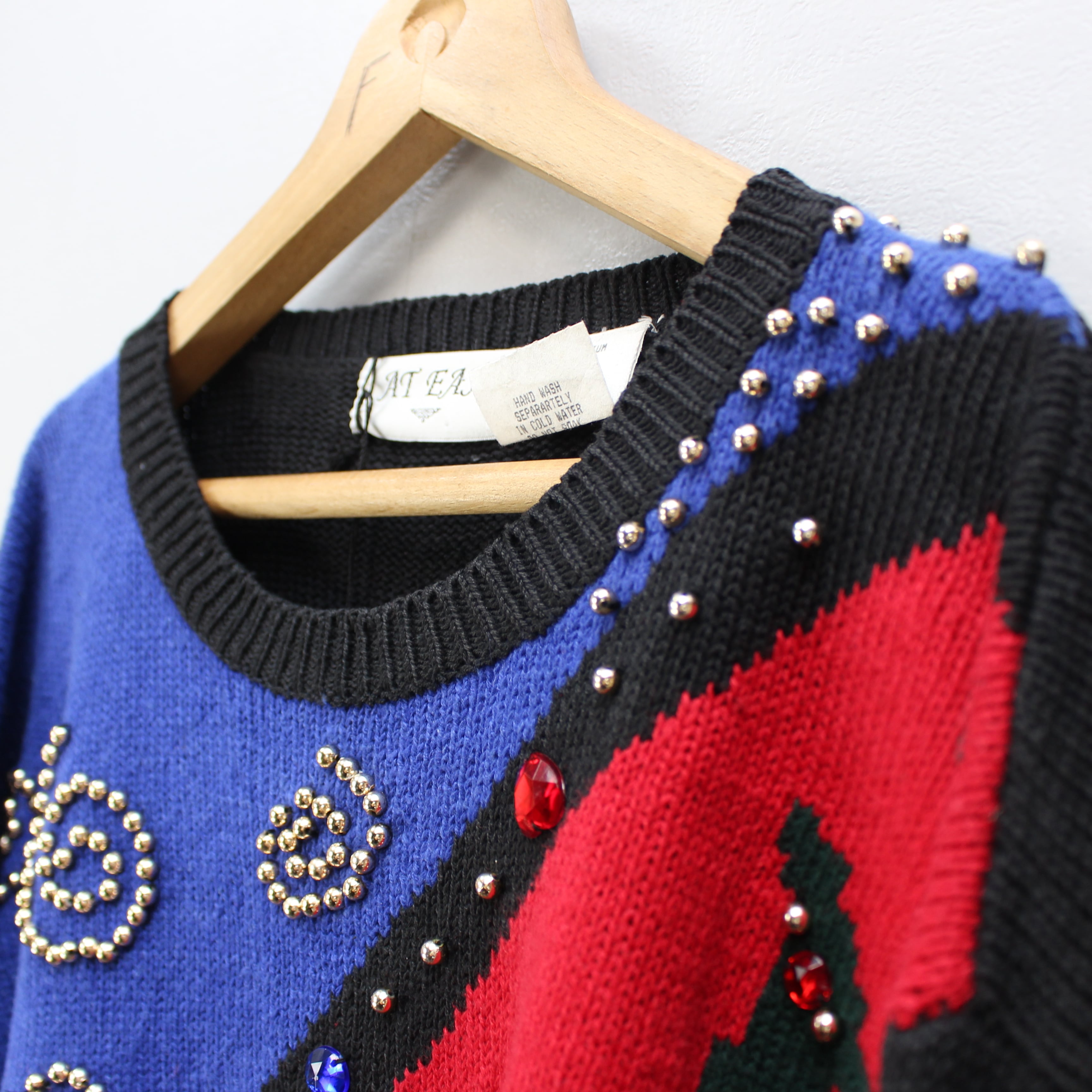 USA VINTAGE AT EASE STUDS BIJOUR DESIGN OVER KNIT/アメリカ古着