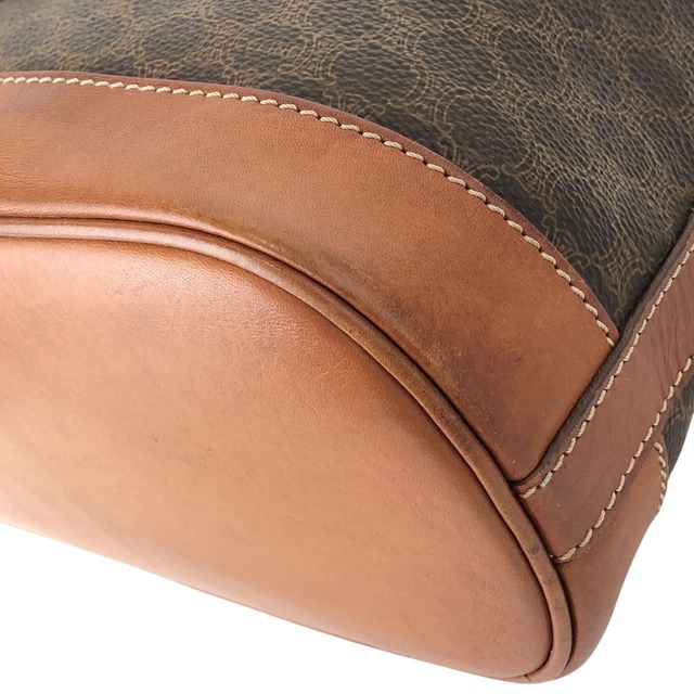 CELINE セリーヌ マカダム ショルダーバッグ ブラウン ブラゾン型押し PVCレザー 巾着 vintage ヴィンテージ オールド 8me2my