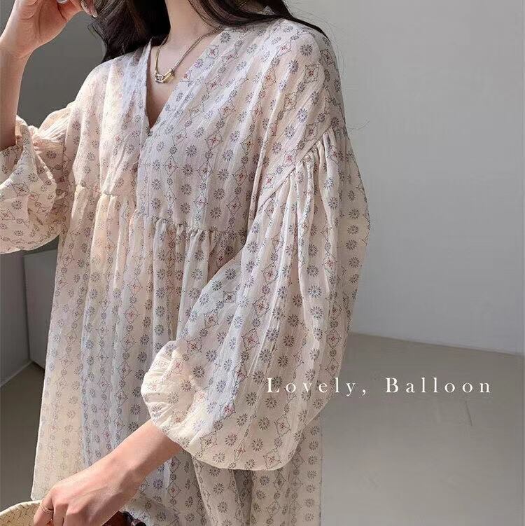 総柄Vネックチュニック　AJ22008-615