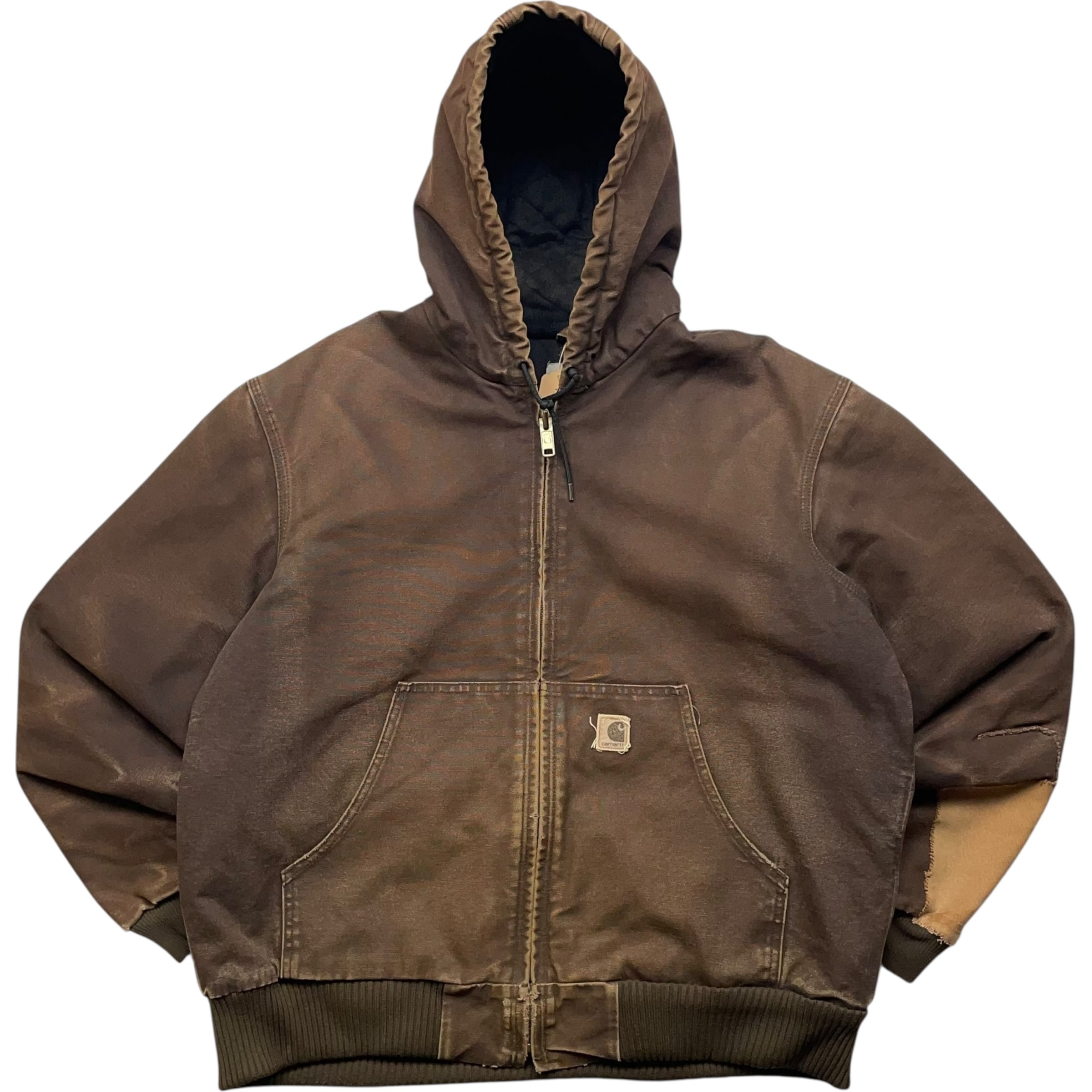 《L》 Carhartt カーハート アクティブジャケット ワークジャケット 色落ち ヒゲ リペア ダークブラウン no.8906