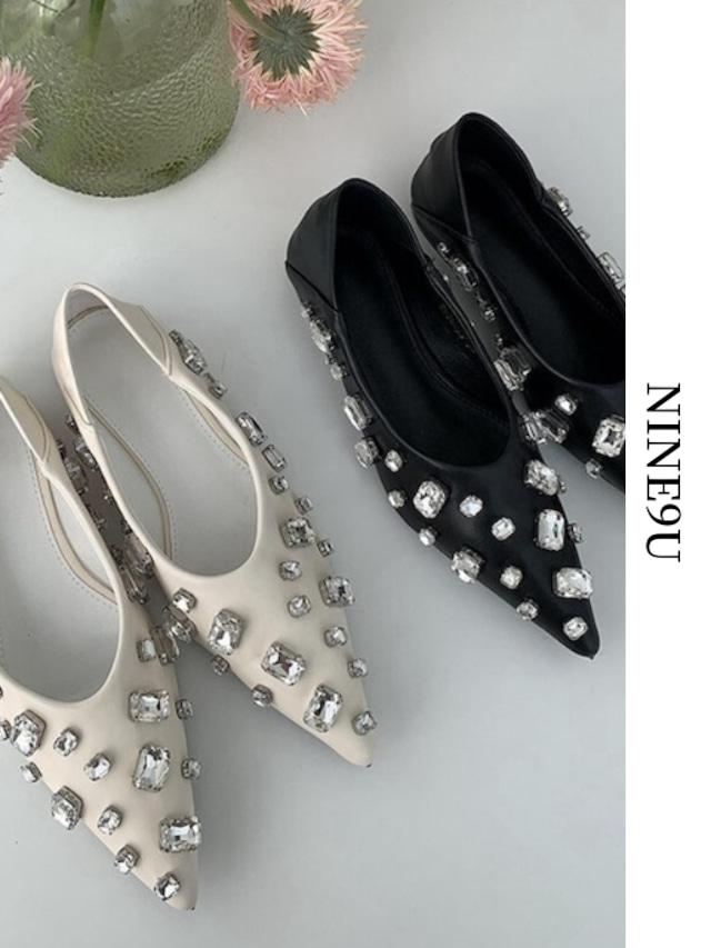 BIG rhinestone V-shaped shoes【NINE3438】