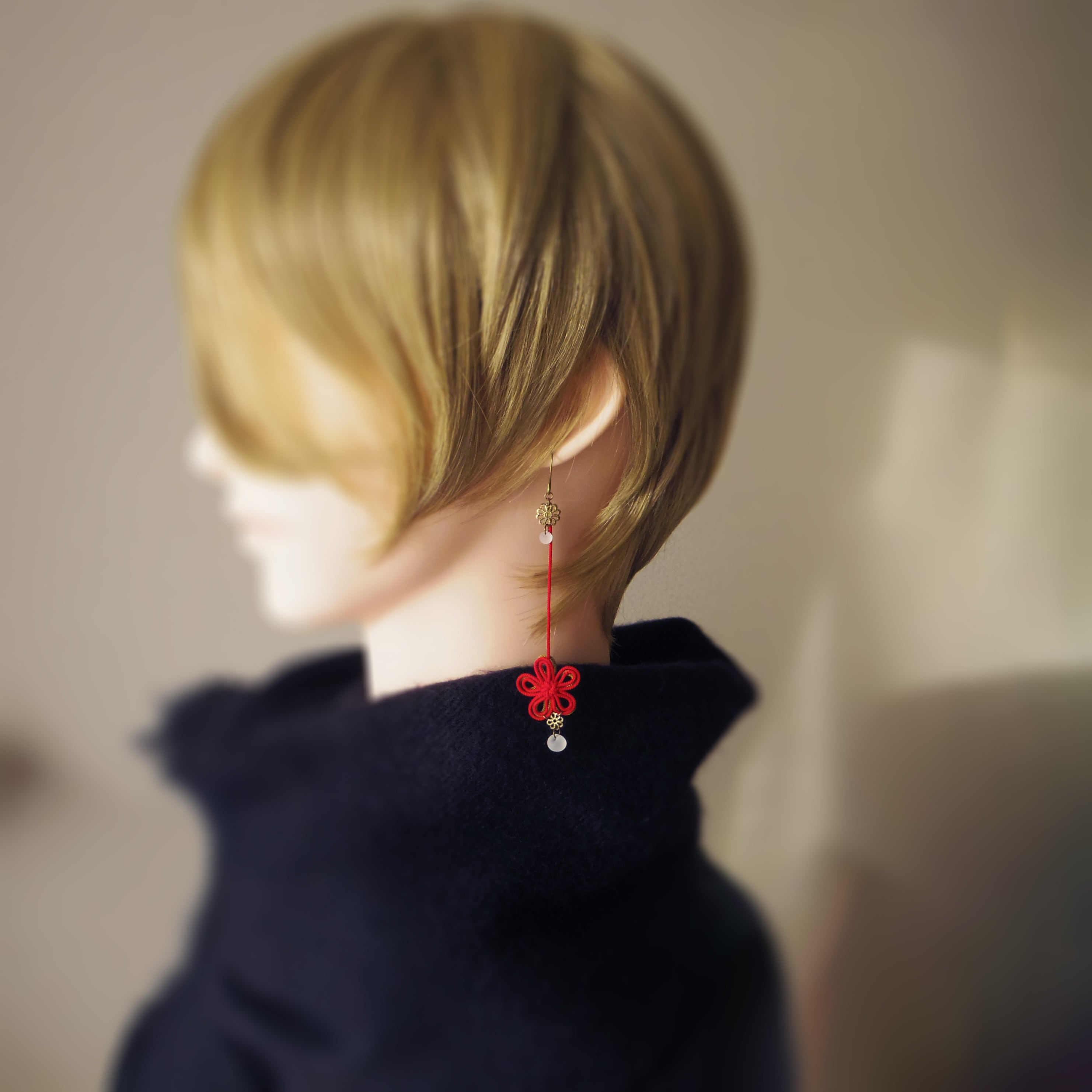 【新作】ピアス「賑ふくら」(赤×カーキ)