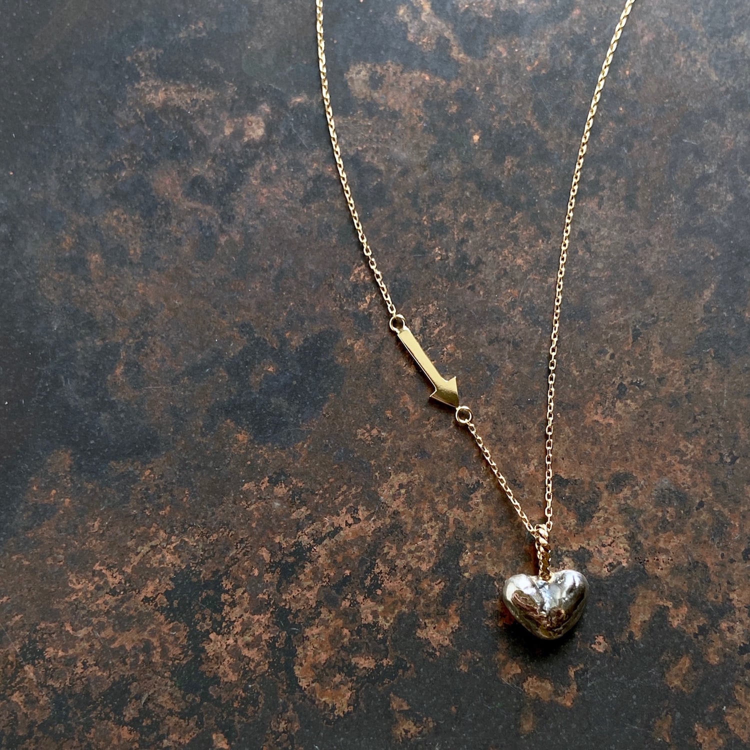 1g-Pure Silver Heart Pendant Head / 純銀製 歪なハートのペンダント