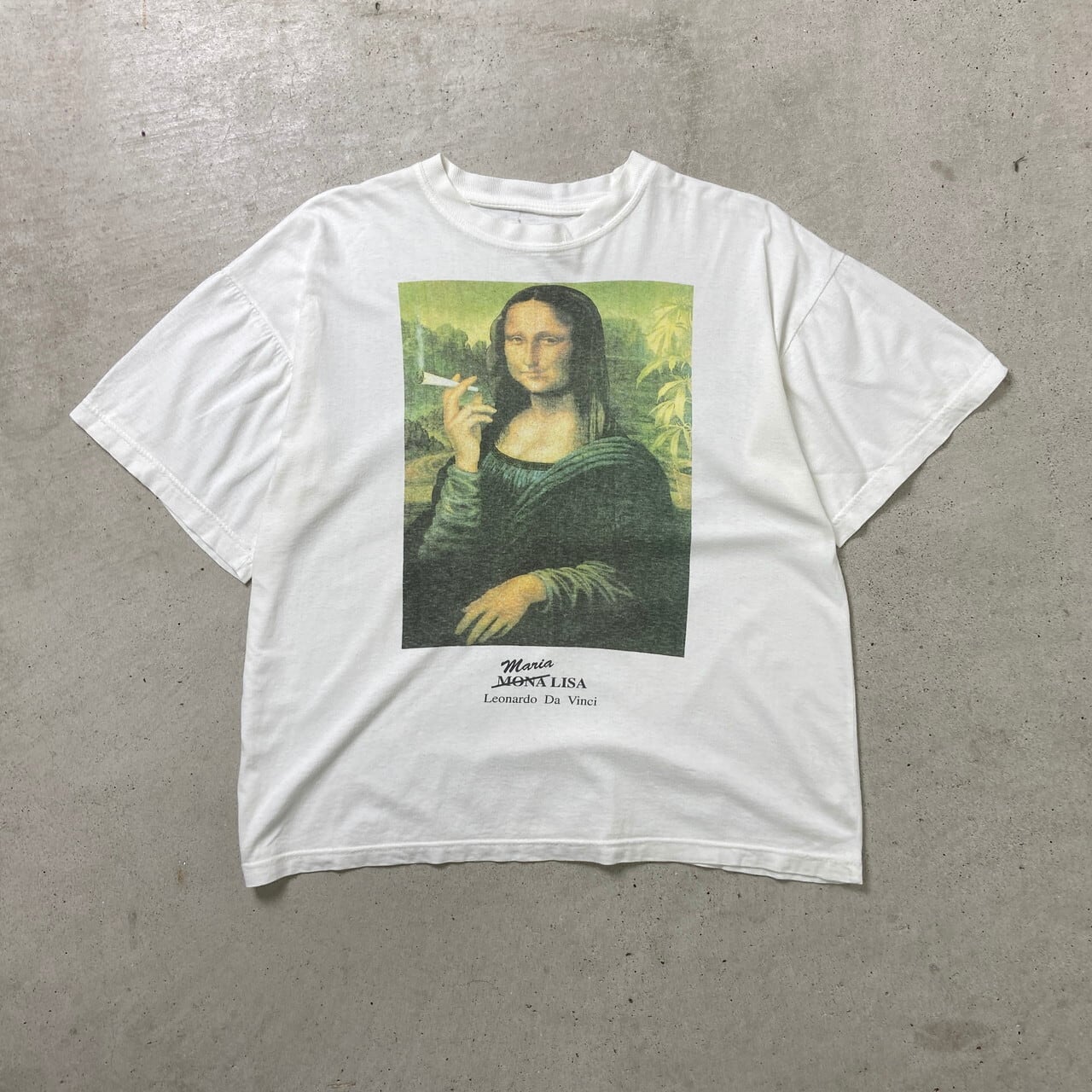 00年代 MONA LISA MARIA モナリザ パロディプリントTシャツ マリファナ 