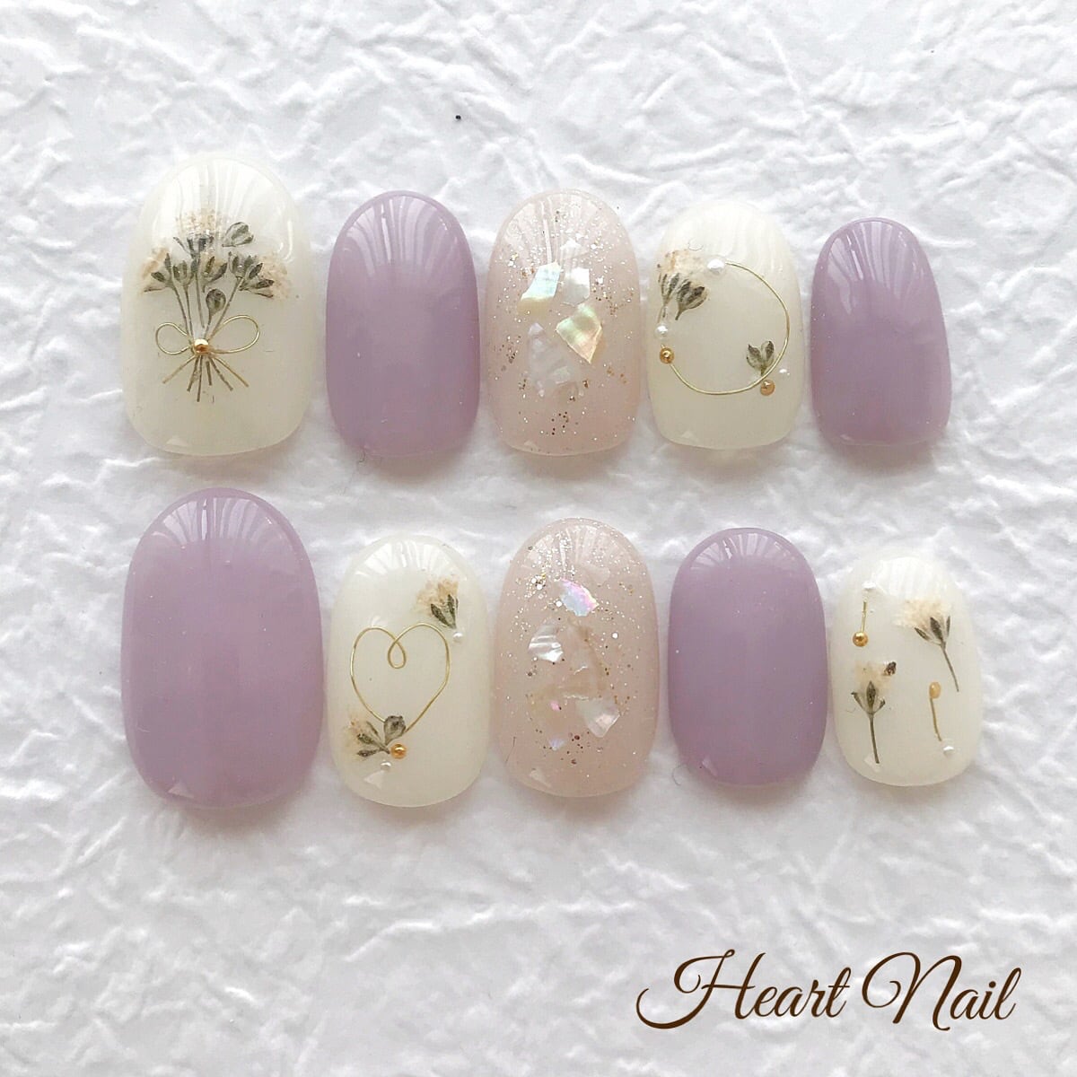 押し花ワイヤーネイルチップ Heartnail09