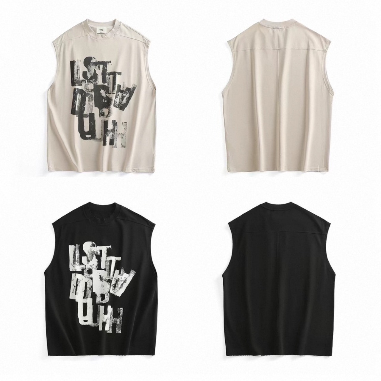 Distressed letter sleeveless tee 1480 - 8