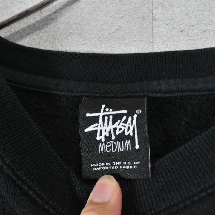 【80s】黒タグ USA製 STUSSY スウェット 刺繍ロゴ ワンポイント