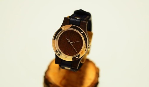 押花紫陽花の木製腕時計