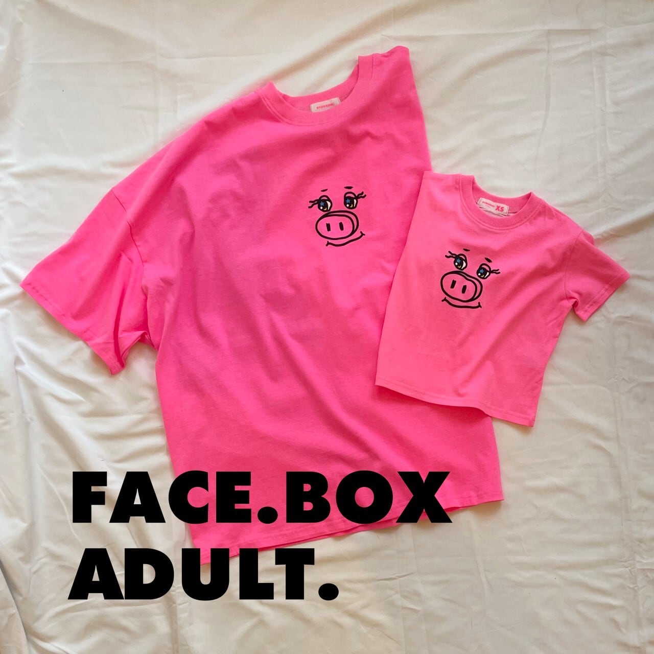 大人)FACE.BOX T - Neon Pink | RYOKKUMi.りょくみ/韓国子供服