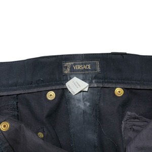 VERSACE black moleskin biker zip pants