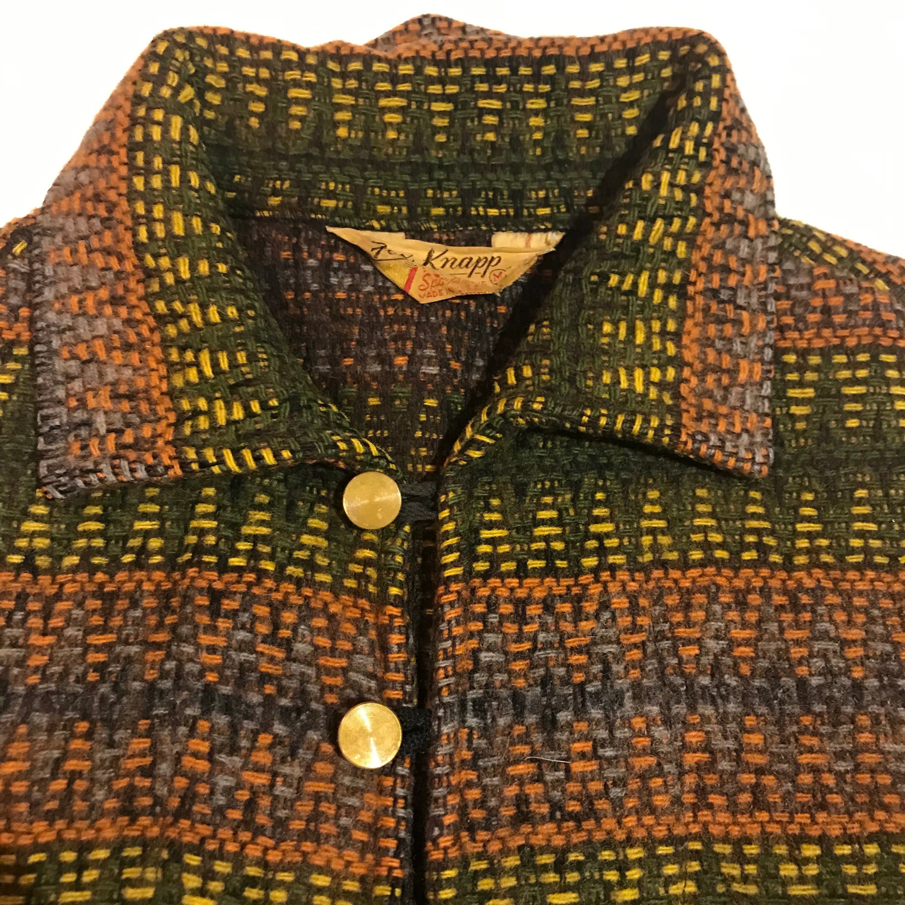 60's VINTAGE Fox Knapp USA製 Pullover Woven Wool Jacket Shirt 60