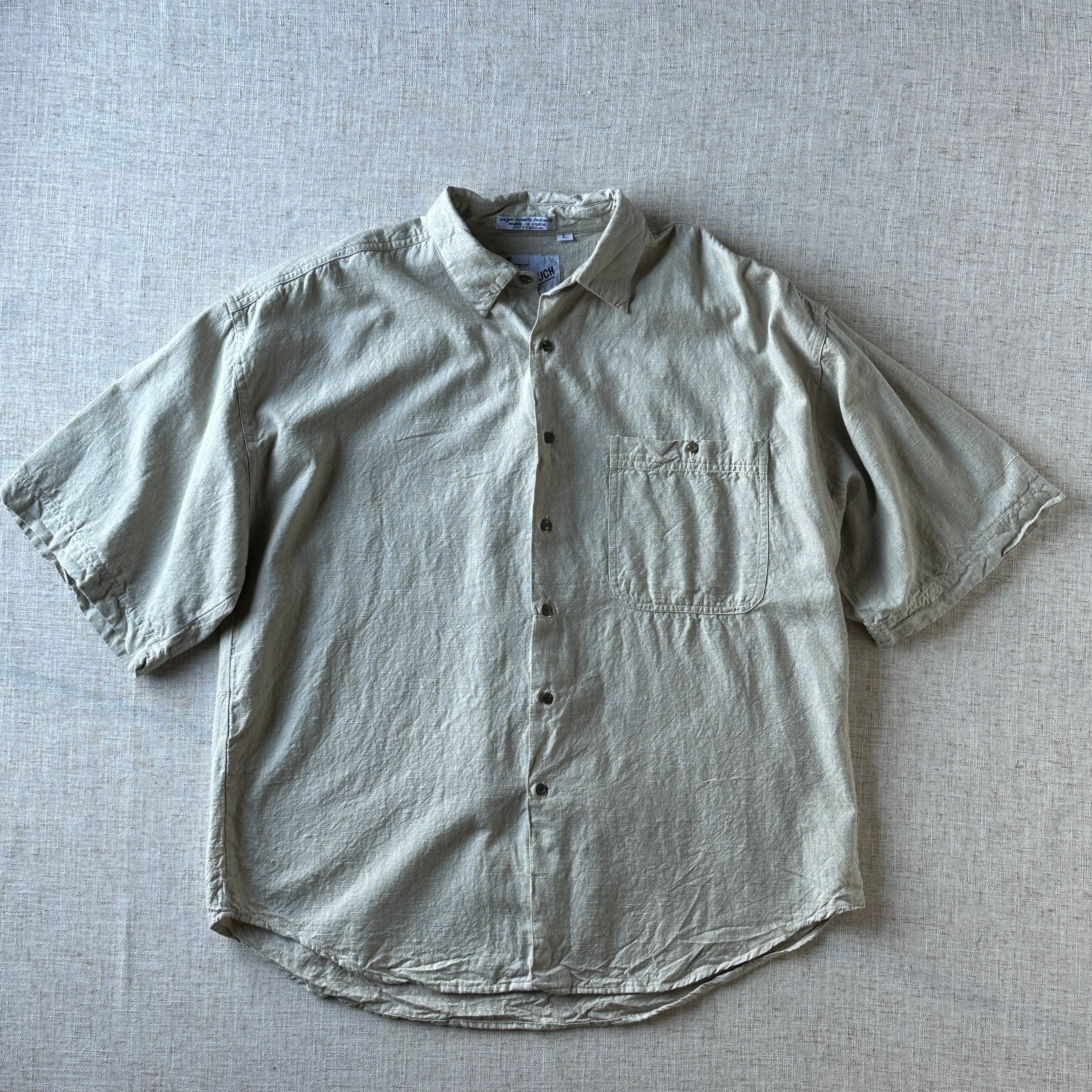 90’s-00’s GOOUCH Cotton S/S Shirt,Unisex L-XL