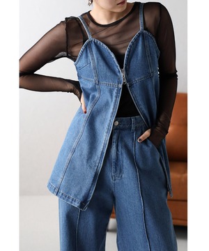 フロントダブルジップデニムビスチェ【t-10993】.