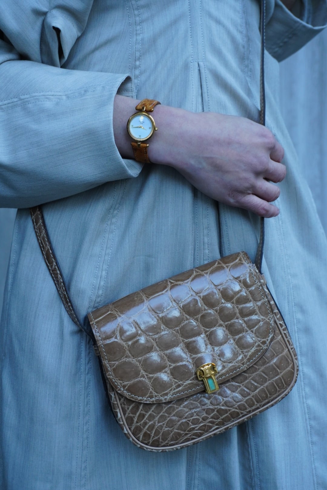 CELINE セリーヌ ショルダーバッグ ブラウン ブラゾン クロコ型押し