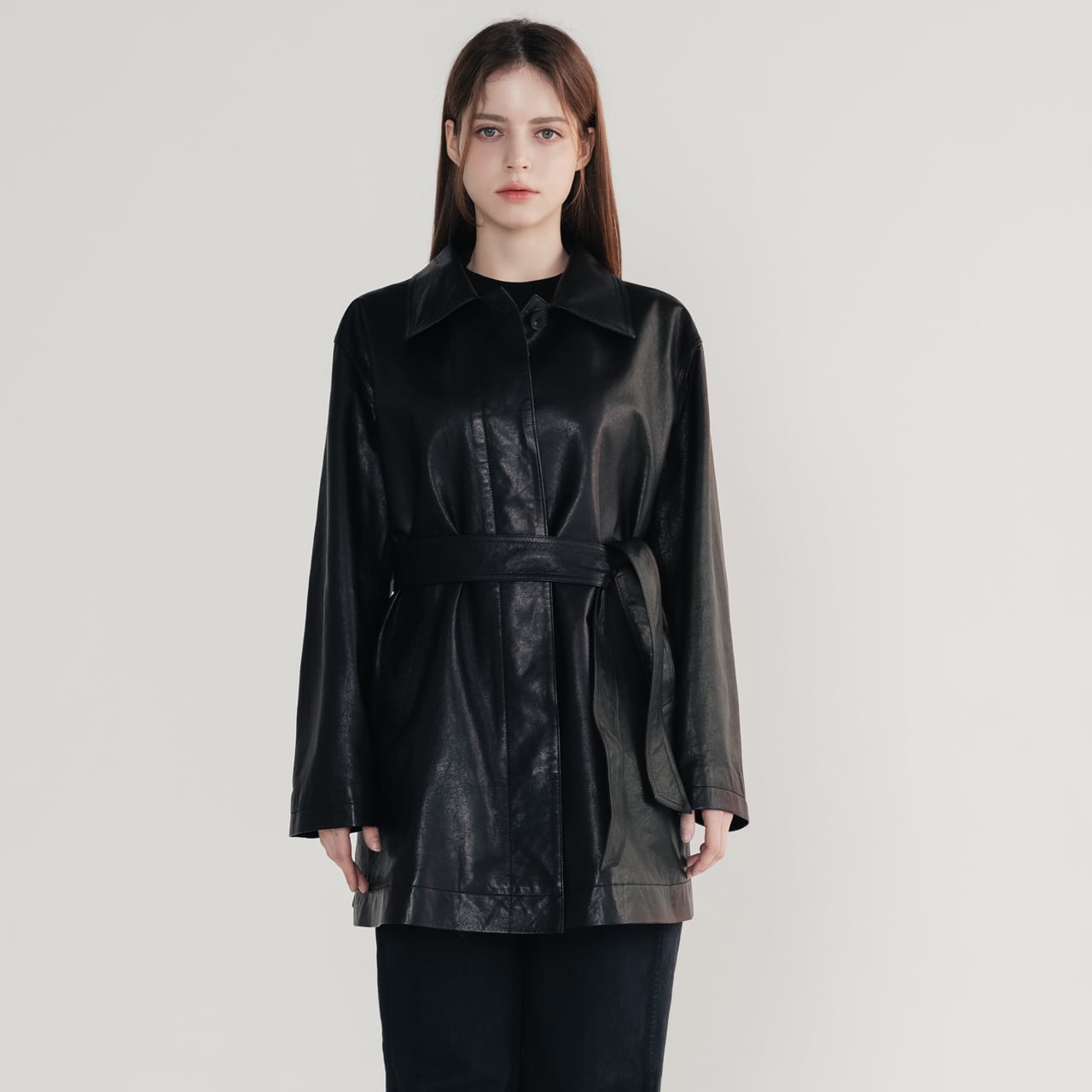 【希少】【美品】イタリアンラムスキン　トレンチコート イタリア産ベジタブルラムレザー トレンチハーフコート | ITAEWONPOST