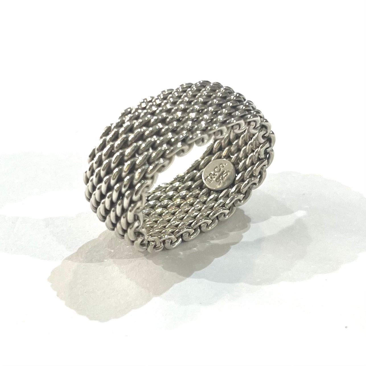 ティファニーシルバーリング 希少【TIFFANY＆CO】2454 【16号】ティファニーサマセットメッシュ