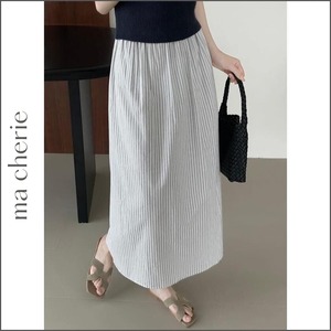 back slit striped long skirt m0082