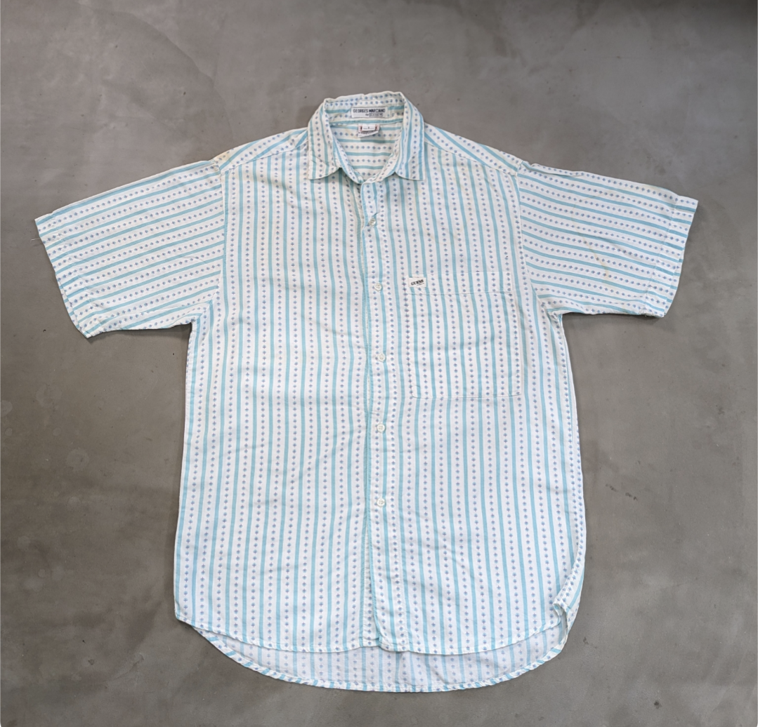 90s guess pattern over strip shirt 小岩店