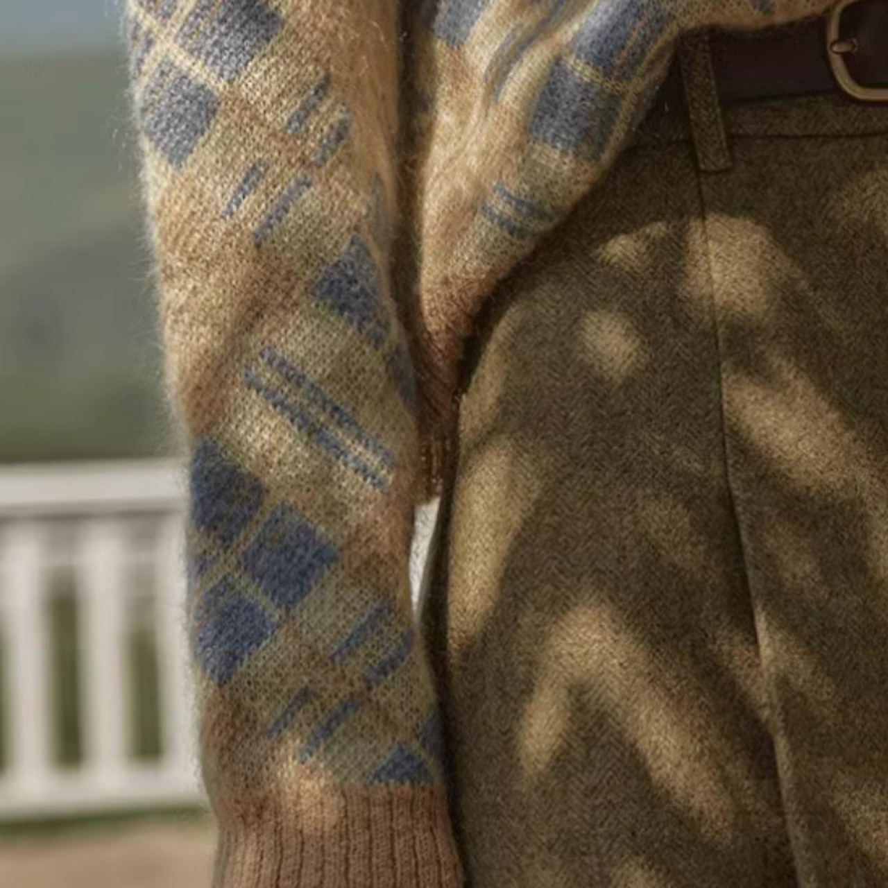 ラウンドネックアーガイルチェック柄カーディガン W00769