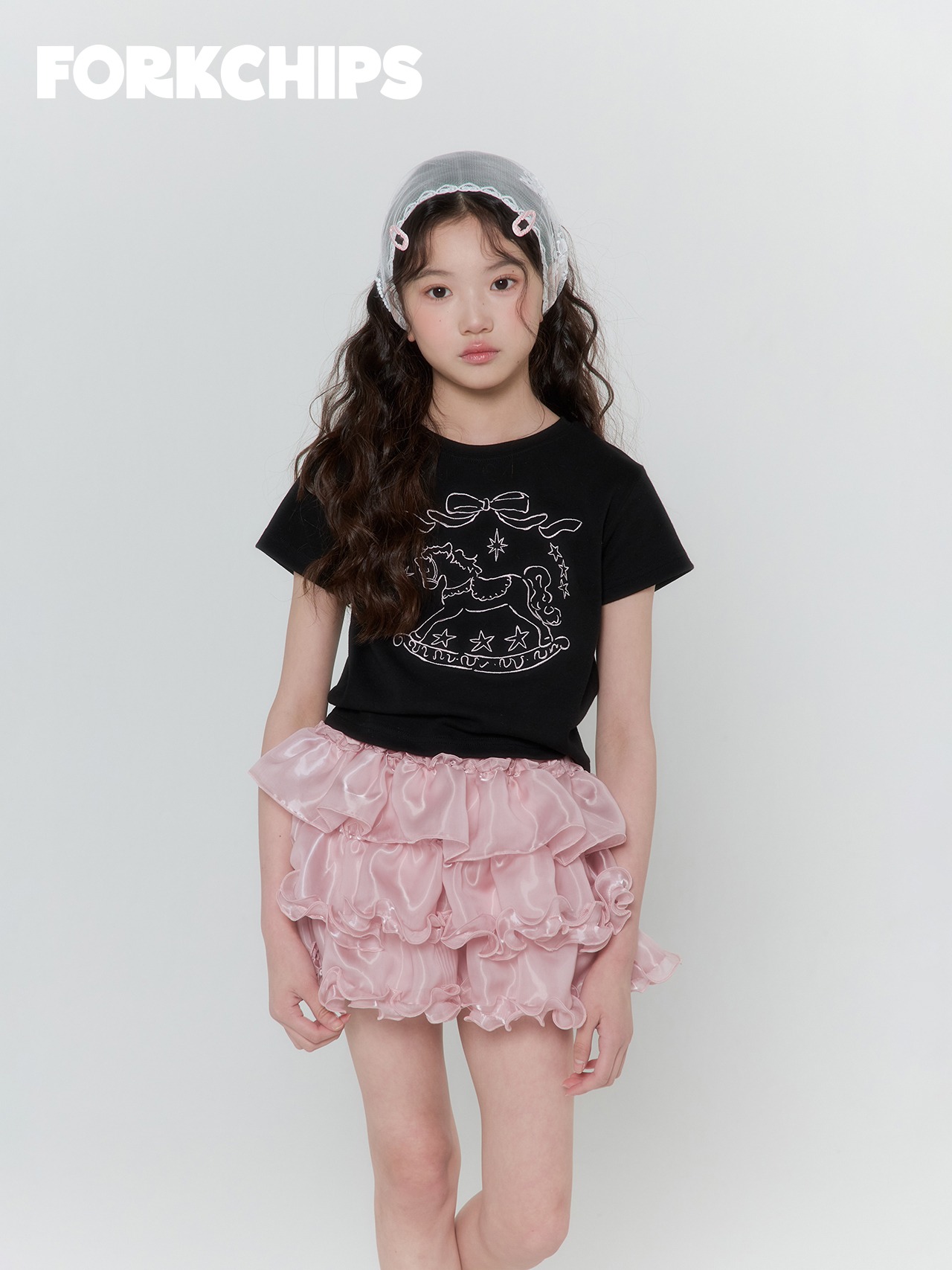 [FORKCHIPS] Horse Embroidery T-shirt / [포크칩스] 홀스자수티셔츠