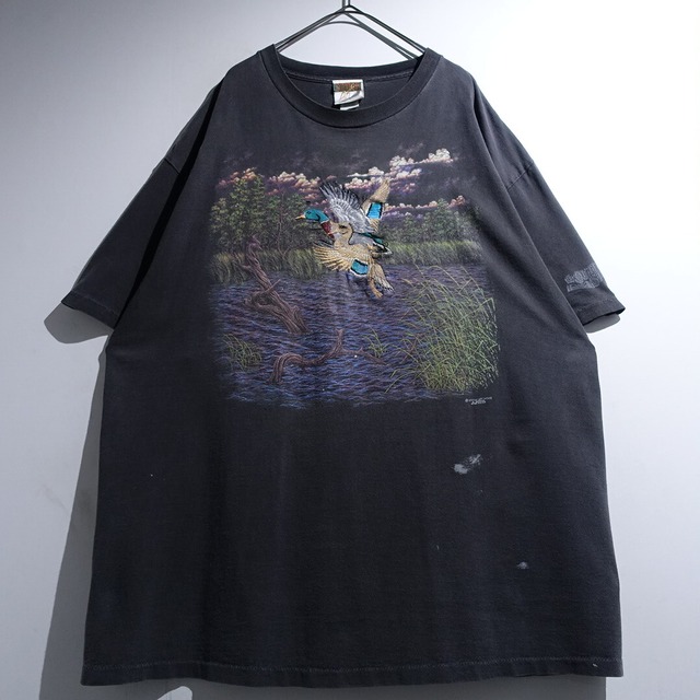 90s Fade Black Duck landscape Print T-shirt