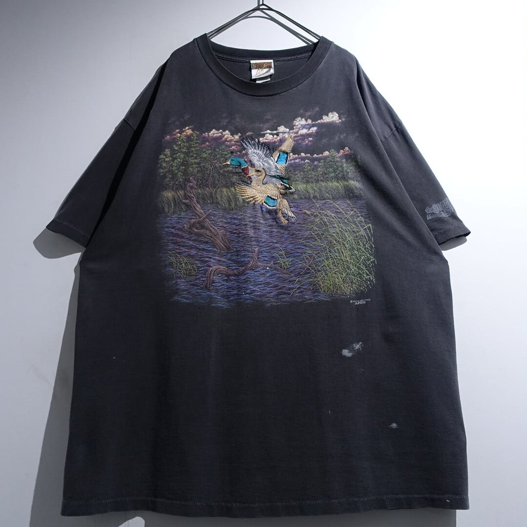 90s Fade Black Duck landscape Print T-shirt