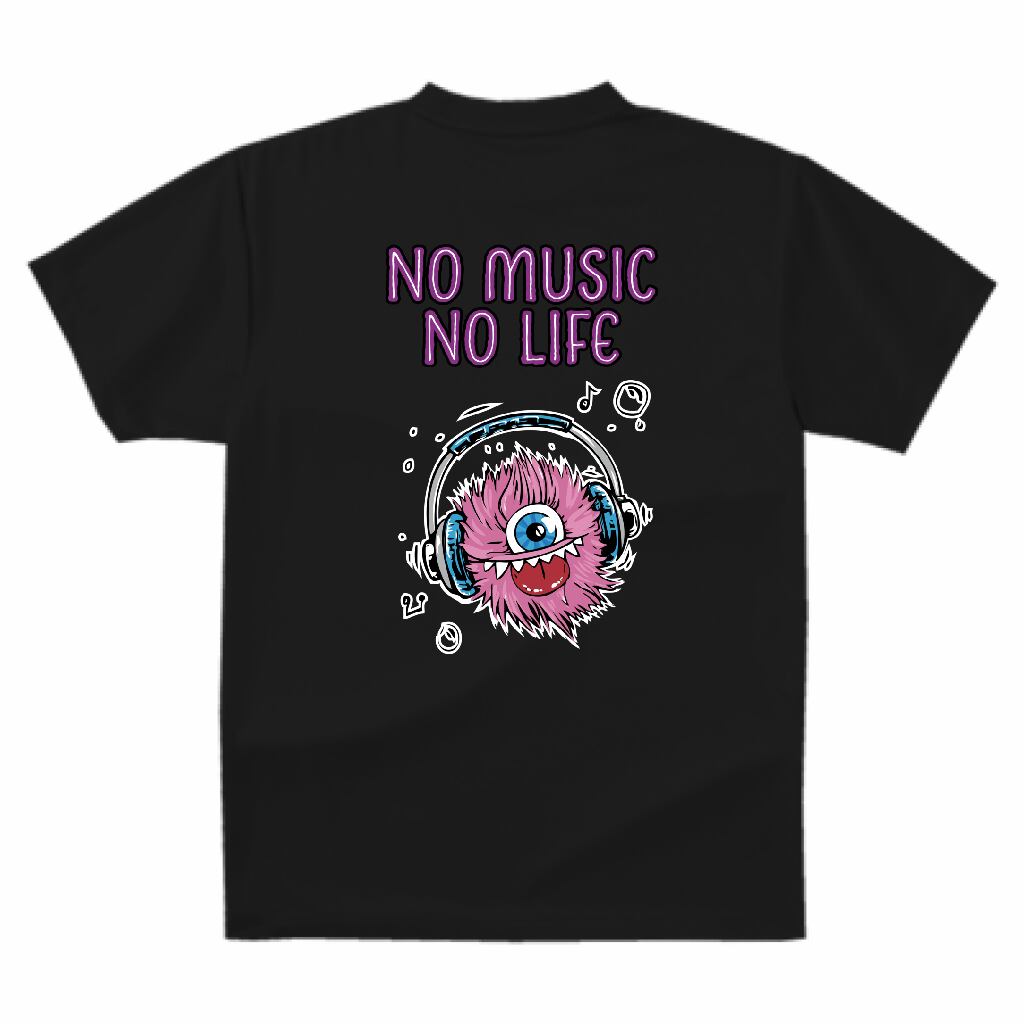 NO MUSIC NO LIFC 表＋裏 Tシャツ ブラック | 長崎県産観光スポット