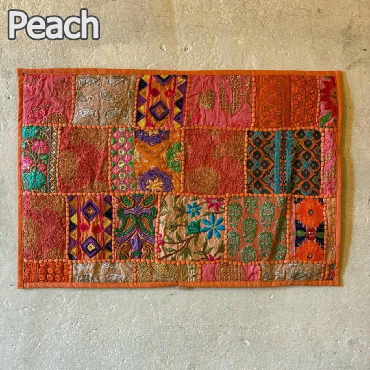 India Recycled sari patchwork mat 3color　インド　リサイクルサリーパッチワークマット　全3色　40×60cm　玄関マット　ミニマット　アソート　カラフル