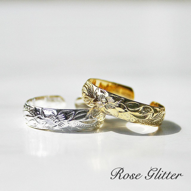 ハワイアンジュエリー トゥリング ピンキーリング サイズフリー イエロー シルバー Hawaiian Rose Glitter ハワイアンジュエリー リング ネックレス 通販