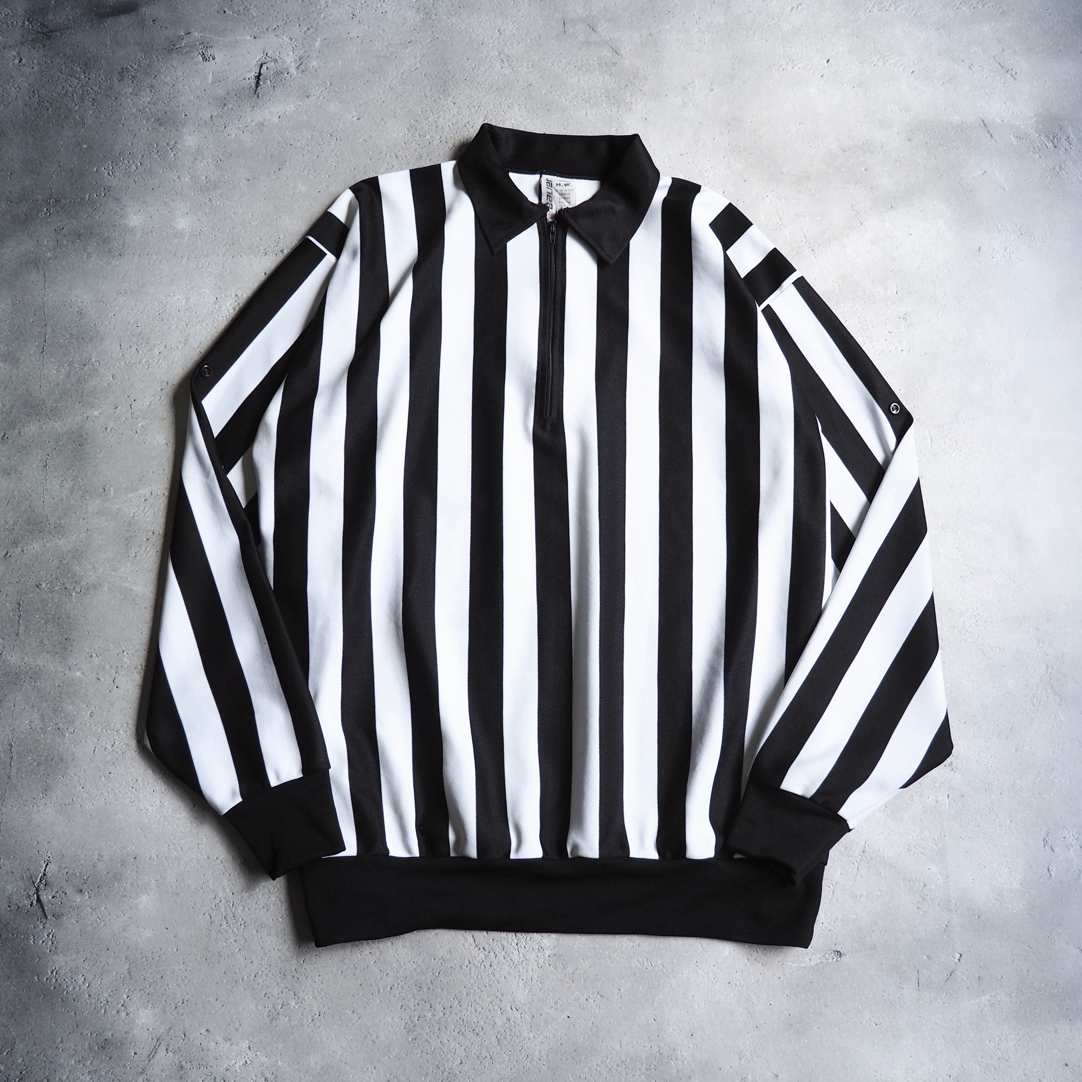 1990s Monotone stripe Over silhouette vintage Referee shirt