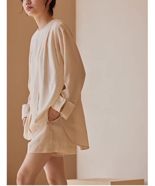 ブラウス＆ショートパンツ◆リヨセル+リネン【s-40124】