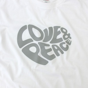 LOVE ＆ PEACE おもしろ半袖Tシャツ ms04 カワイイ ハートデザイン