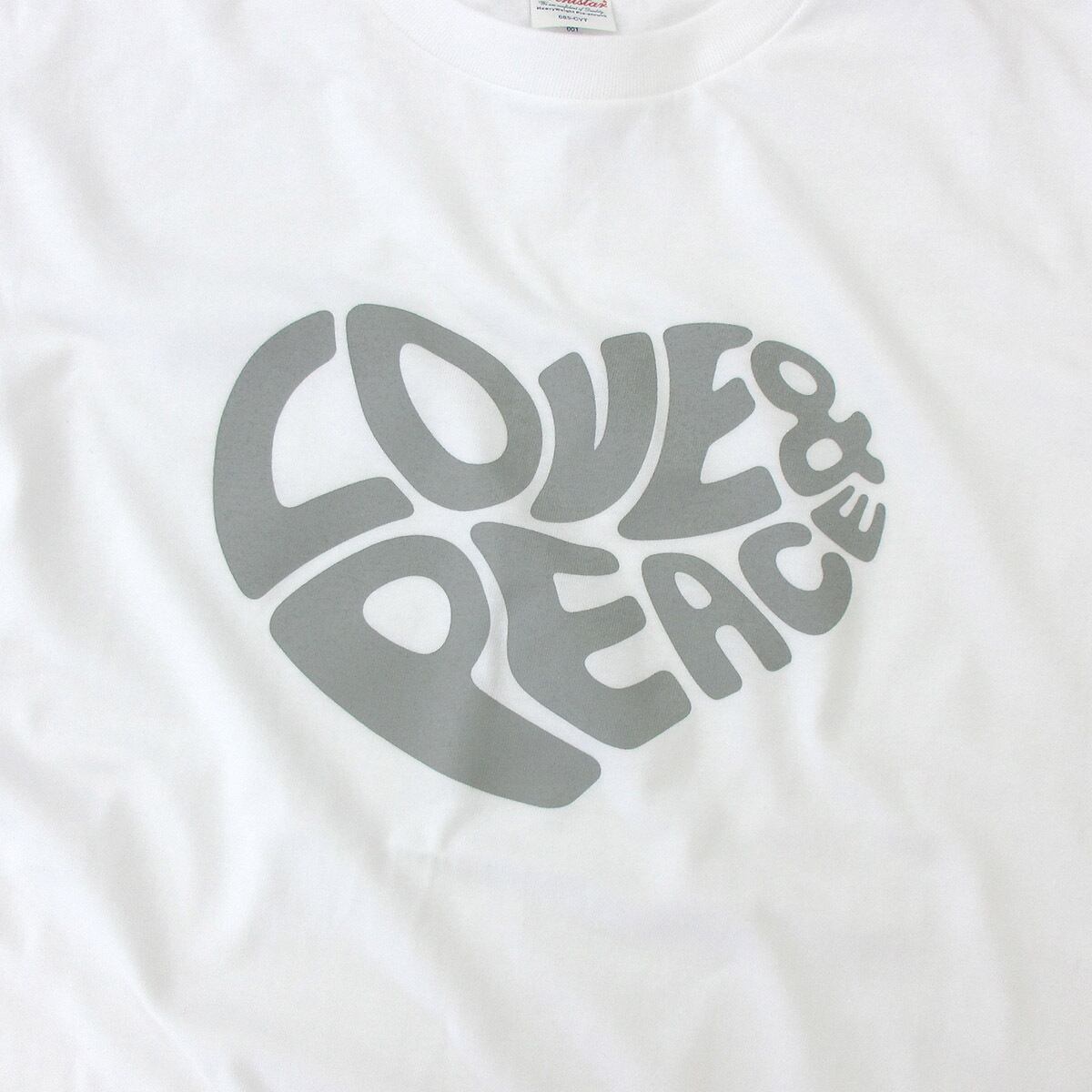 LOVE ＆ PEACE おもしろ半袖Tシャツ ms04 カワイイ ハートデザイン