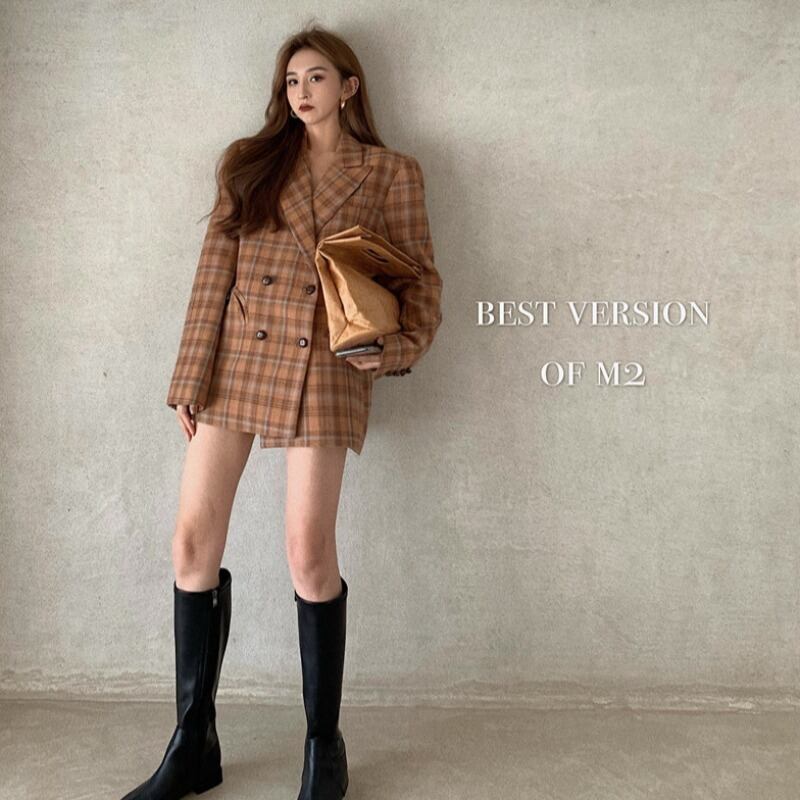 ダブルブレストネットレッドインスーパーファイヤーボムストリートチェック柄スーツジャケット女性2020年秋ニューファッションオールマッチトップ ドラファッションホール91986687526