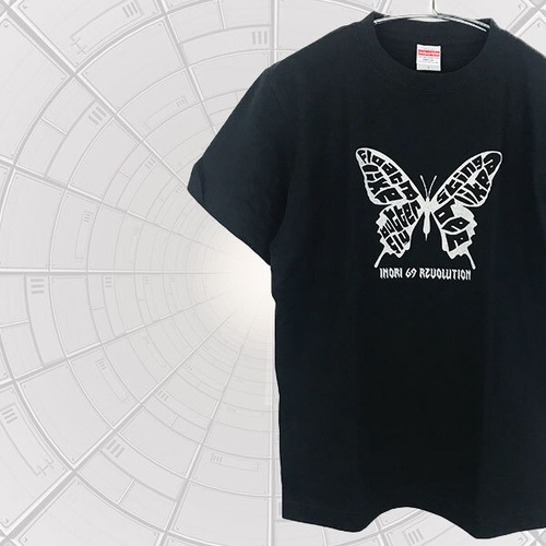 butterfly bee 半袖Tシャツ  黒/シルバー