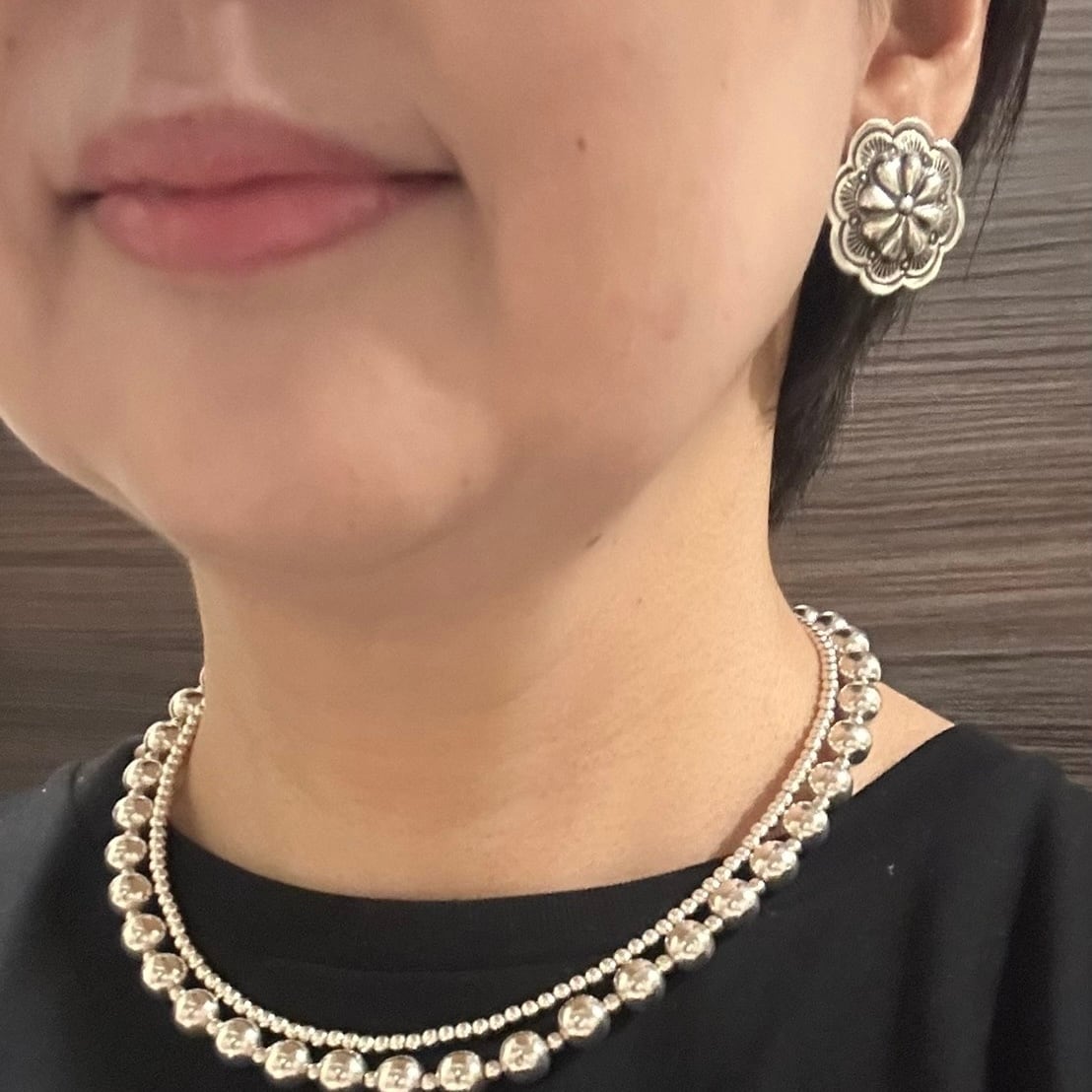 再入荷】ナバホパール ネックレス 丸玉 3mm 40cm シャイニー《Indian