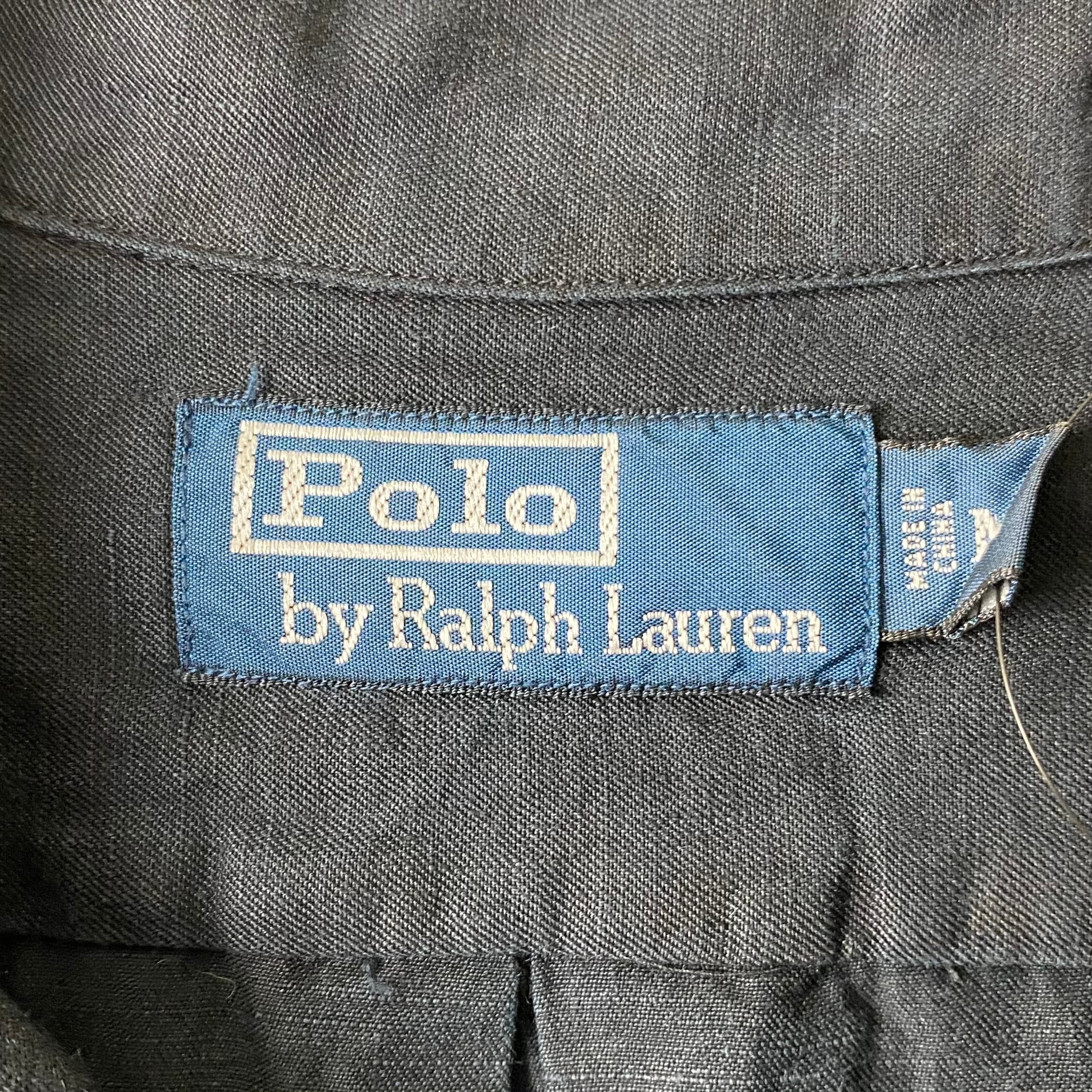 POLO by RALPH LAUREN linen×silk black open collar shirt | NOIR ONLINE