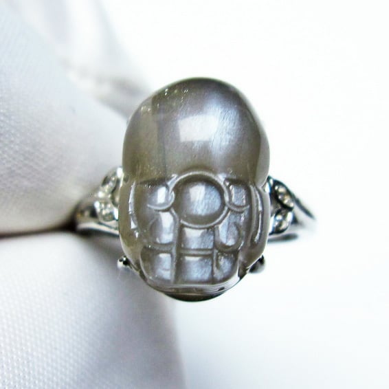 ムーンストーン 指輪 リング 貔貅（ひきゅう） 15号 一点物 メール便送料無料 [M便 1/20] 115-4363