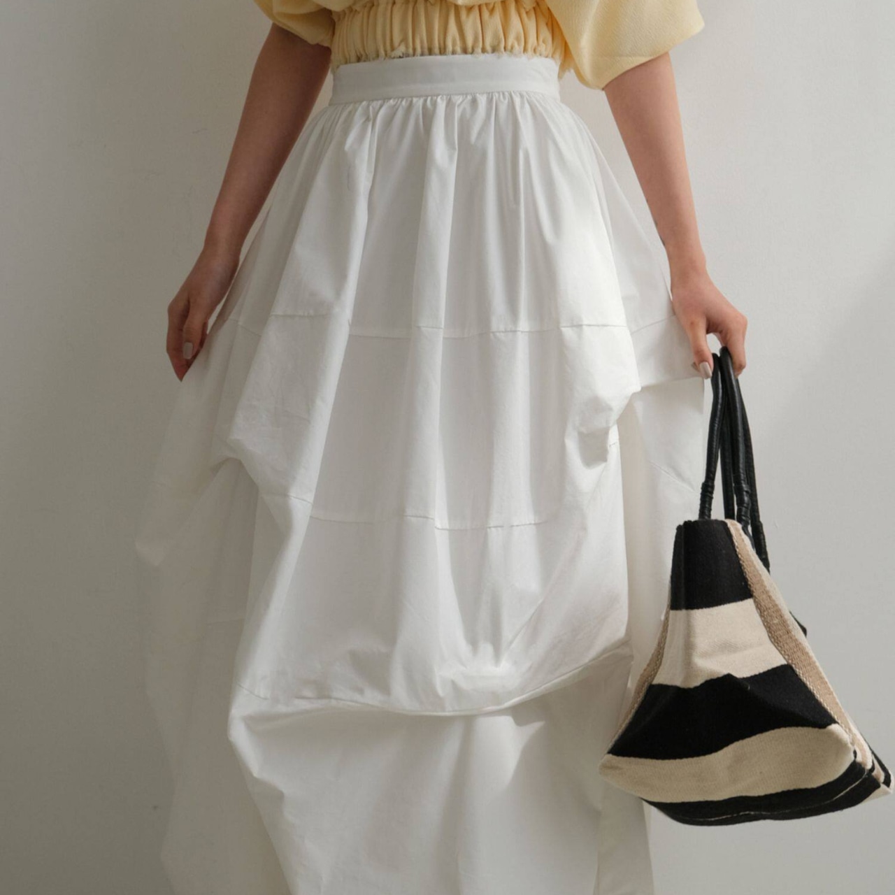 drape maxi-length gathered flare skirt  T4440