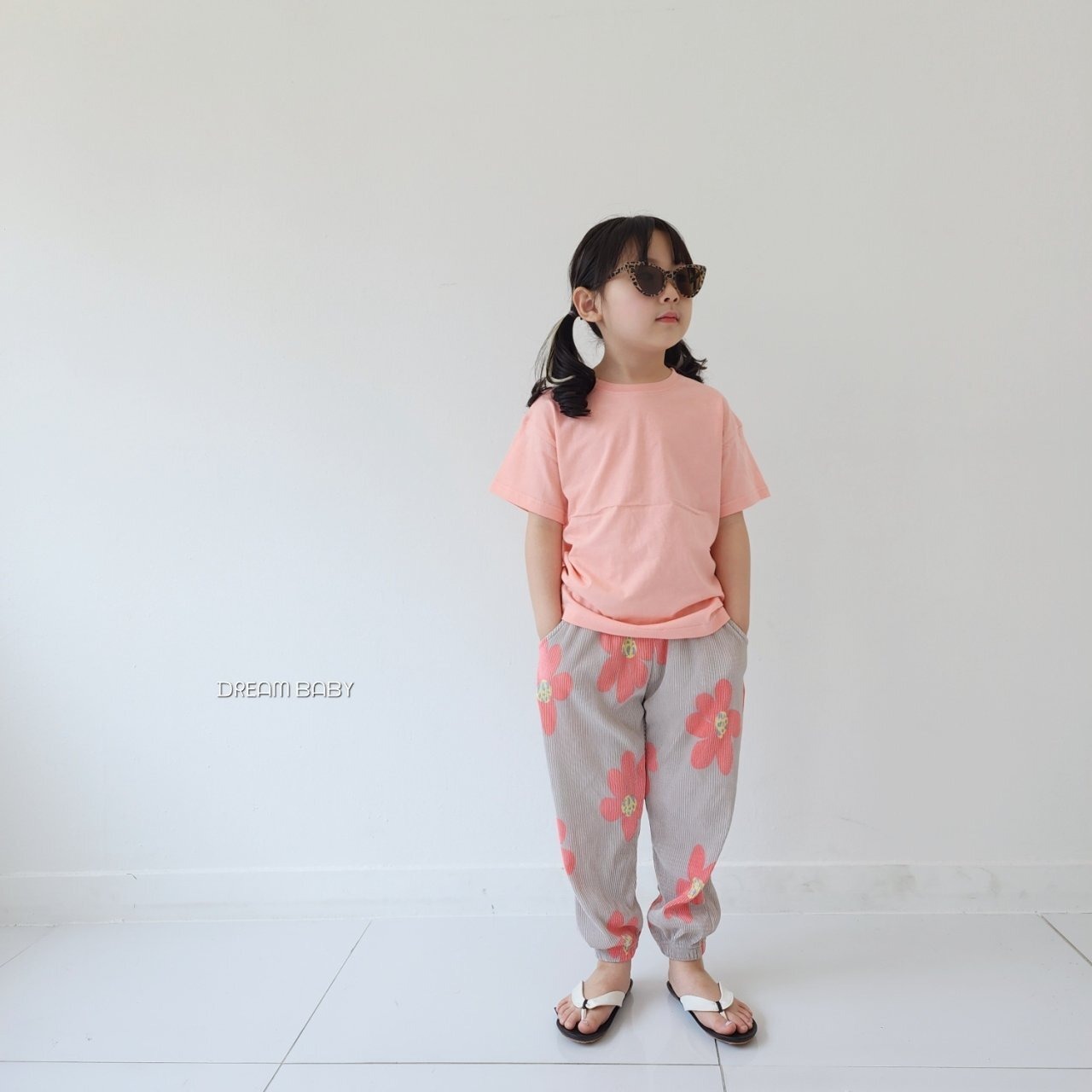 フラワープリーツサルエルパンツ ベージュ 80~130cm  240425 - 4