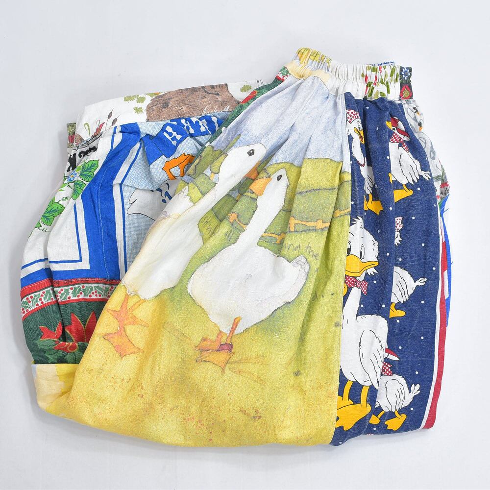 Remake リメイク ヴィンテージ テキスタイル パッチワーク デザイン バルーンシルエット イージーパンツ 再構築 ツギハギ コットン レディースW66~84cm