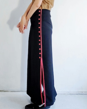 EURO VINTAGE / RUBBER WAIST SIDE SLIT SKIRT.