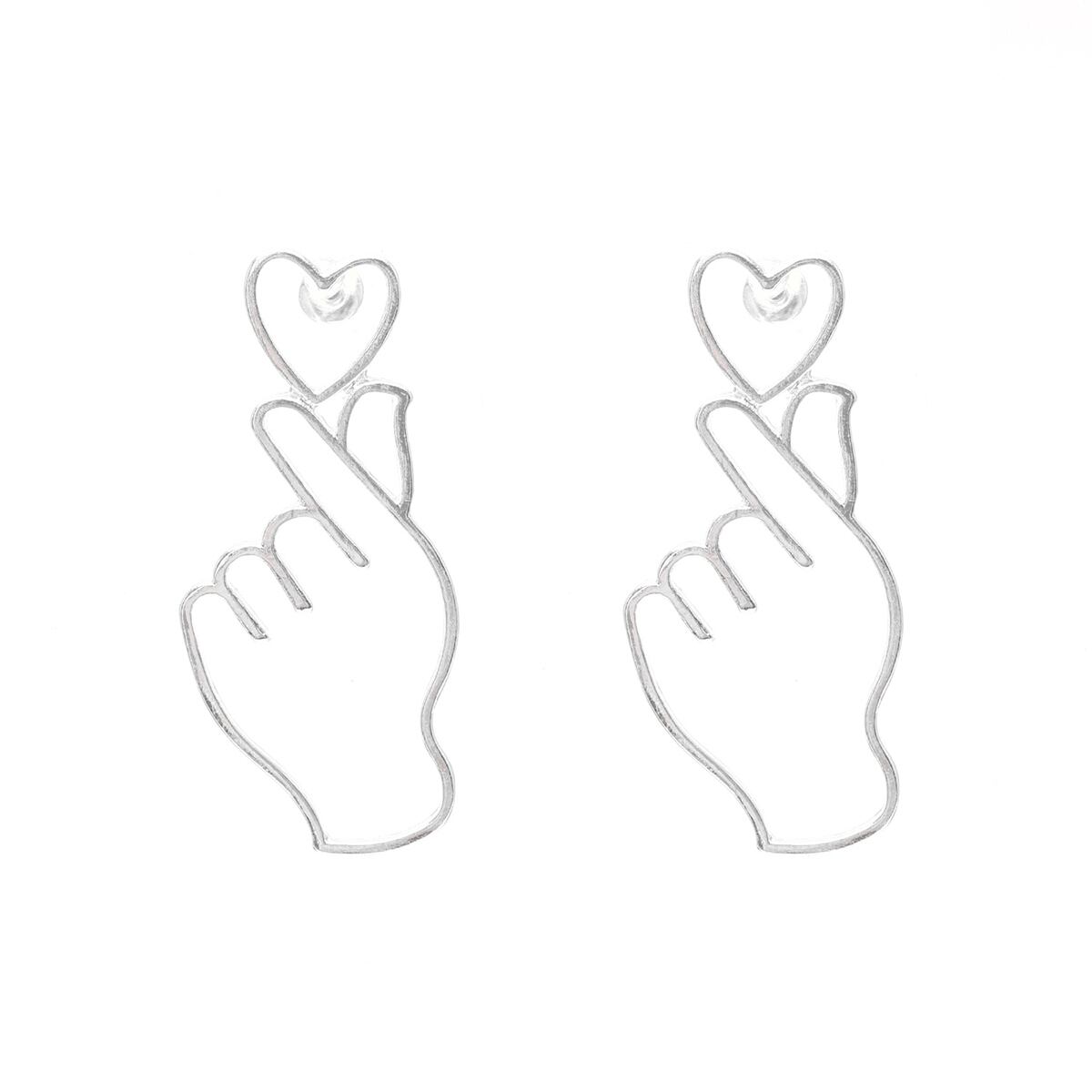 指ハートモチーフシンプルピアス シルバー ゴールド シンプル ハート 指ハート ピアス アクセサリー レディース 大人 揺れる セレクトショップオンリーユー
