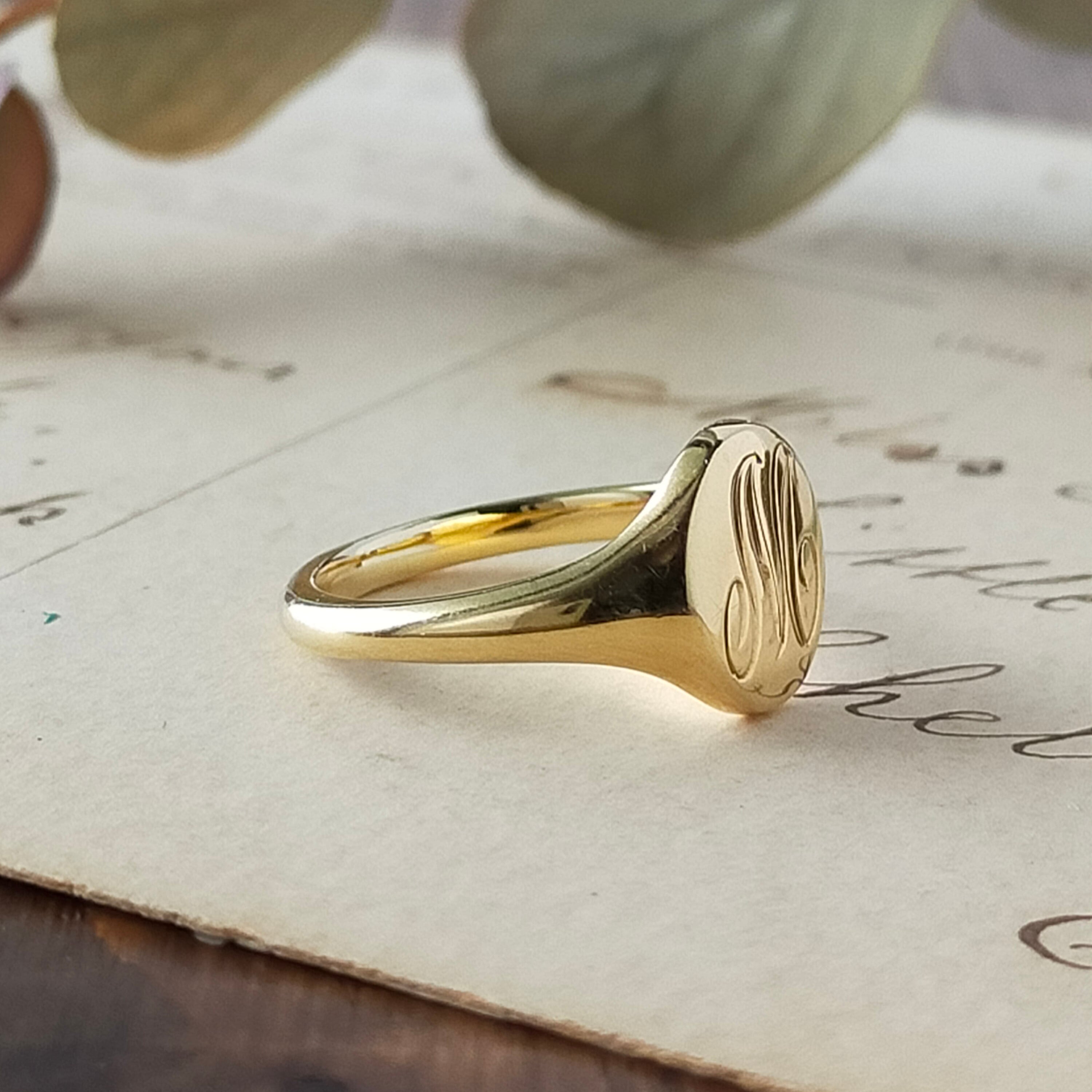 受注販売】【1~18号】英国 18k ゴールド シグネットリング オーバル  