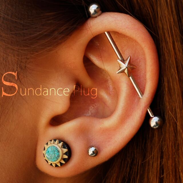 拡張ピアス 19mm SUNDANCE ターコイズ使用 ダブルフレア プラグピアス