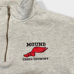 【SPORT-TEK】マウンドウェストンカ高校 クロスカントリー 刺繍ロゴ バックロゴ cross country ハーフジップ スウェット プルオーバー ワンポイント LARGE US古着